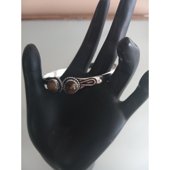 Tiger's Eye Gemstone 925 Silver Plated Cuff Bracelet Beauty Jewelry - Picture 4 of 4